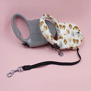 Printed Auto Dog Leash Factory Wholesale Anti-slip Retractable Handle Dog Training Lead 5m