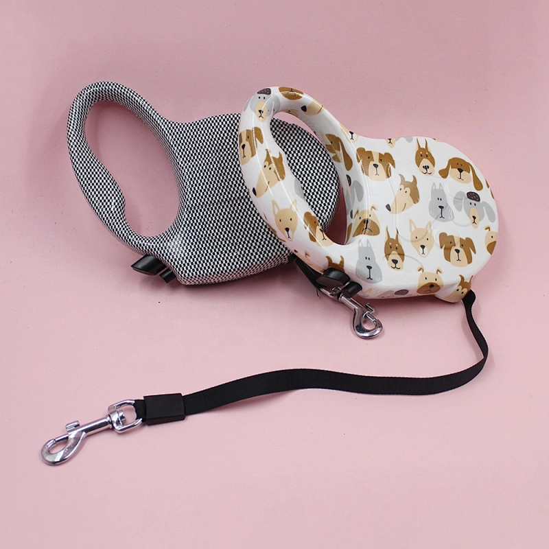 Printed Auto Dog Leash Factory Wholesale Anti-slip Retractable Handle Dog Training Lead 5m