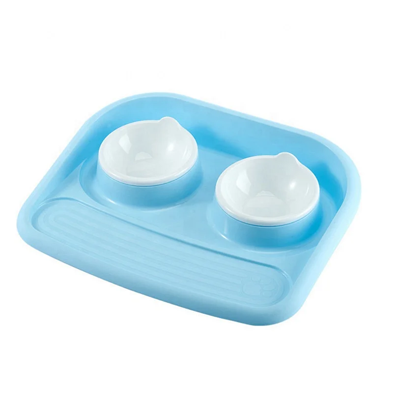 Dog Bowls Water and Food Feeder With Non Spill Skid Resistant Mat for Pets Raised Cat Bowl
