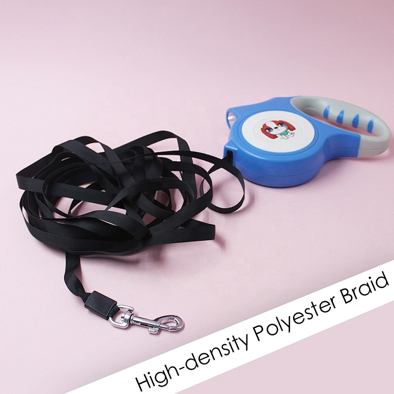 LED Adjustable Retractable Rope Nylon Double Custom Logo Luxury Slip Clip Pet Dog Leash 5M