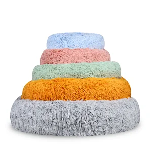 Hot sale washable pet bed active pets plush calming bed donut small dog bed furniture