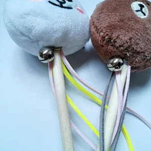 Interactive Cat Toy Cat Teaser Toy Plush Wood Teaser Stick With Bell