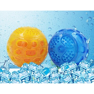 Dog Chew Toy Toothbrush  Coolable Squeaky Ball Teeth Cleaning Dogs Teether Cooling Summer Chew Toys