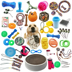Cheap pet chewy squeaky durable cute indestructible dog toy set