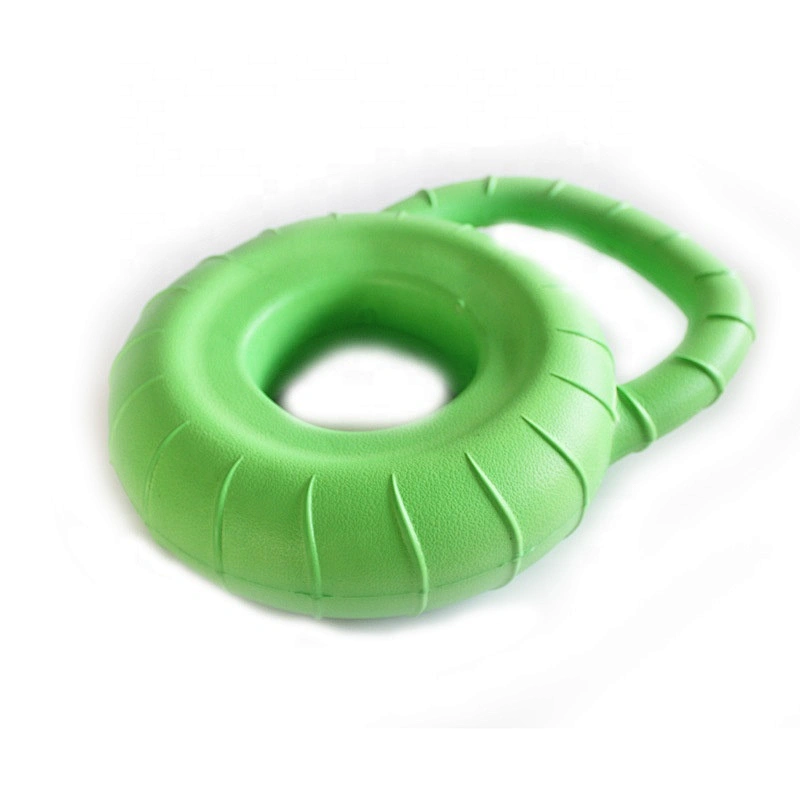Durable Eva Foam Tyre Shape Dog Toy Larger Dogs Interactive Training Floating Throw Chewing Toy With Handle