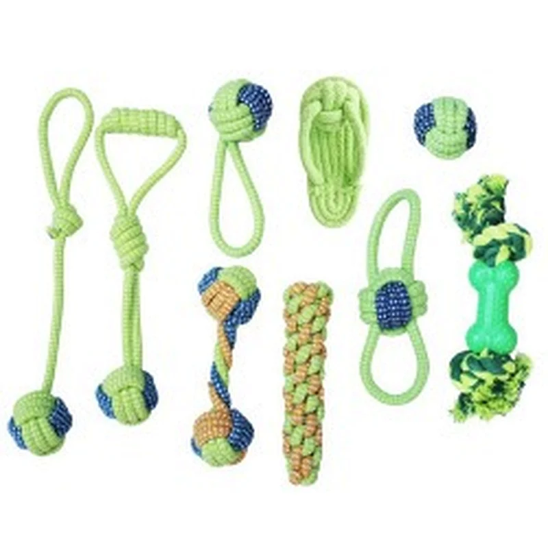 Toy Rope Teething Set Indestructible Cute Plush Dog Chew Rope Toys 9 Pc Set
