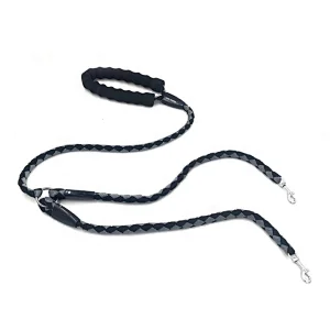 Double Dog Leash Walking Traction Lead Telescopic Tractor Rope 1x120cm