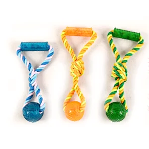 Interactive Training Cotton Rope Tug of War Buddy Squeaky Dog Ball Chew Toy Your Proprietary  Goods  on Amazon