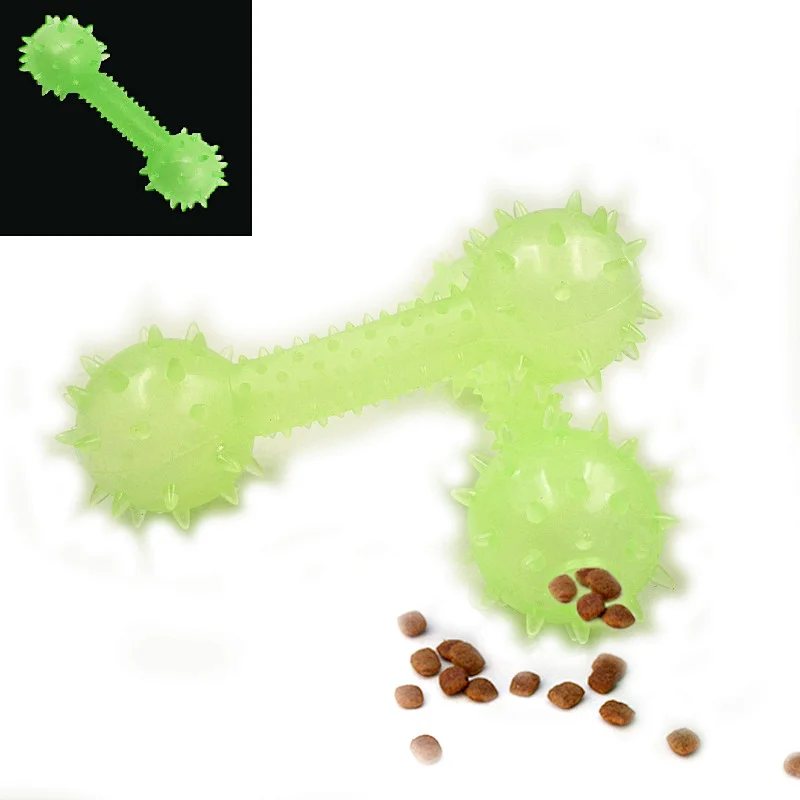Glow In The Dark Food Leakage Interactive Chew Toys Barbell Shaped  From Dog Toys Manufacturers