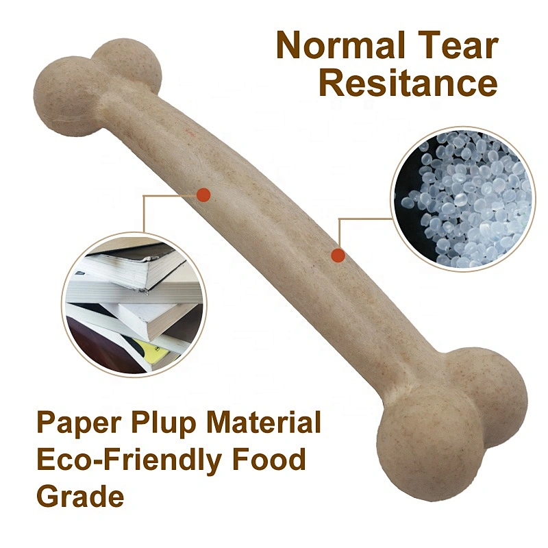 Paper Plup Fiber Material  Eco-Friendly Food-Grade Bone Shape Chew Toy For Medium And Large Dog