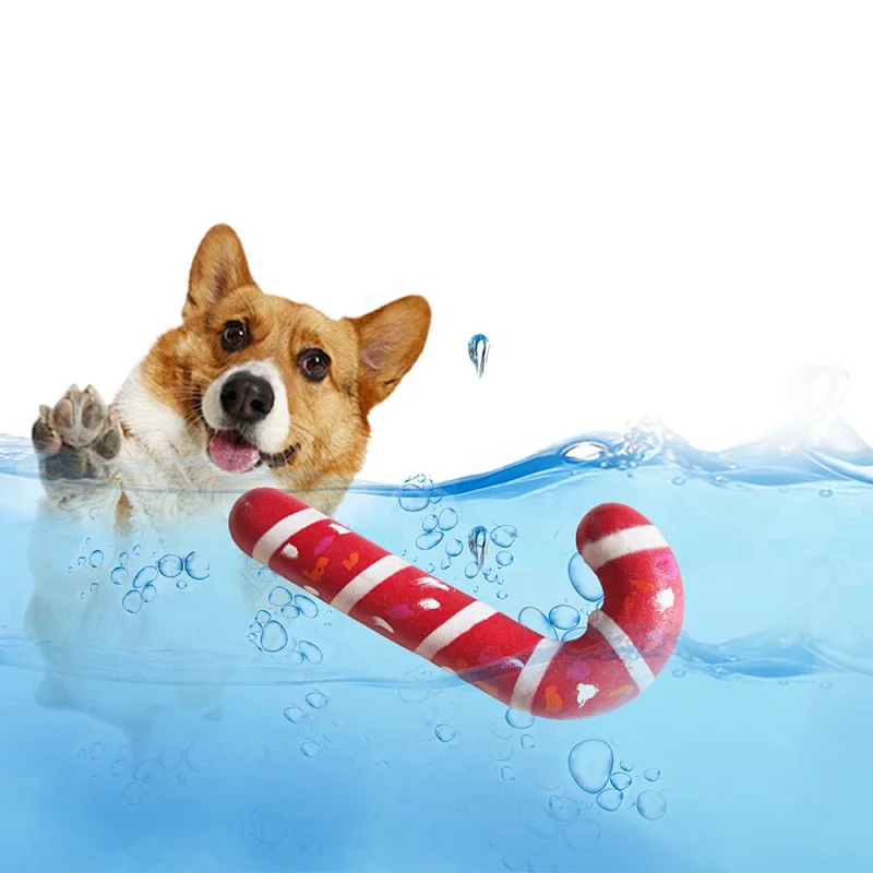 Chicken flavor TPR Foam Pet Dog Toy Christmas Candy Cane Shape Chew Toy