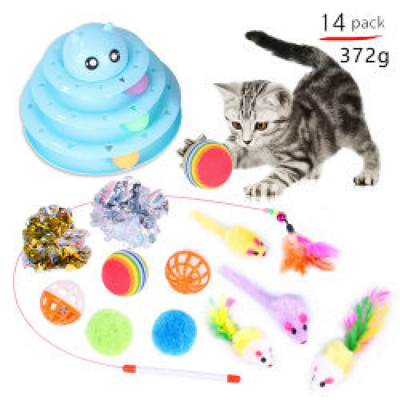 The Mouse House Flippity Fish Interactive Motorised Soft Cat Toy Set Big Hugging Plush