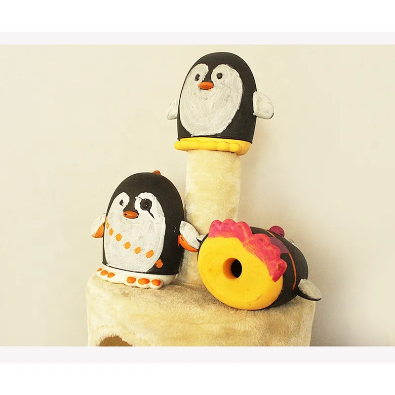 DIY Hand Painting Pet Toy TPR Foam Penguin Shape Chicken Flavor Chew Toy