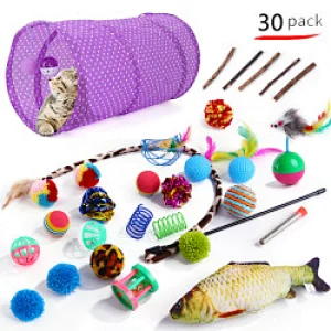 The Mouse House Flippity Fish Interactive Motorised Soft Cat Toy Set Big Hugging Plush