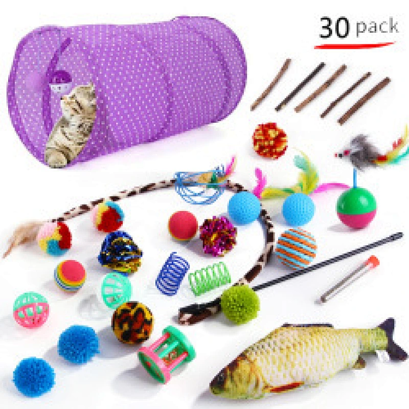 The Mouse House Flippity Fish Interactive Motorised Soft Cat Toy Set Big Hugging Plush