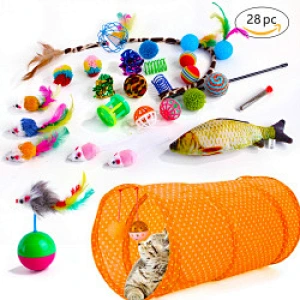 The Mouse House Flippity Fish Interactive Motorised Soft Cat Toy Set Big Hugging Plush