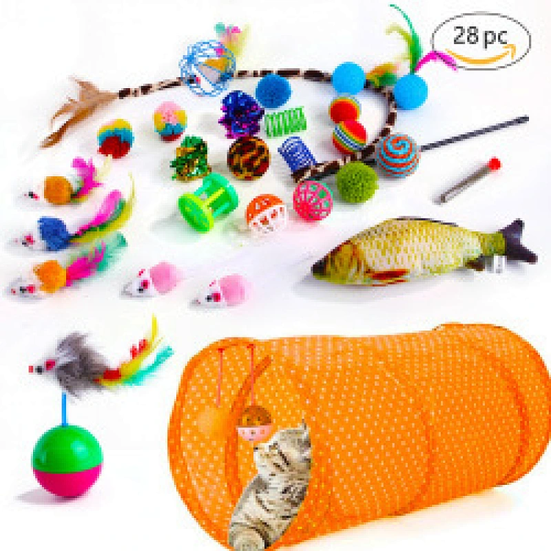 The Mouse House Flippity Fish Interactive Motorised Soft Cat Toy Set Big Hugging Plush