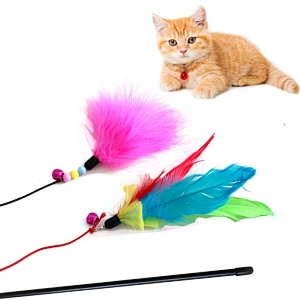 Interactive Cat Toy Cat teaser toy with feather teaser stick