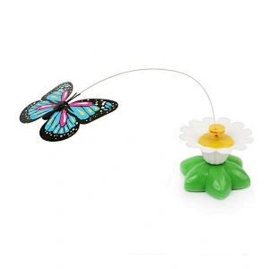 Butterfly Scratch Shake Rotate Catch Training Plastic Interactive Cat Toy Cat teaser toy with feather teaser stick