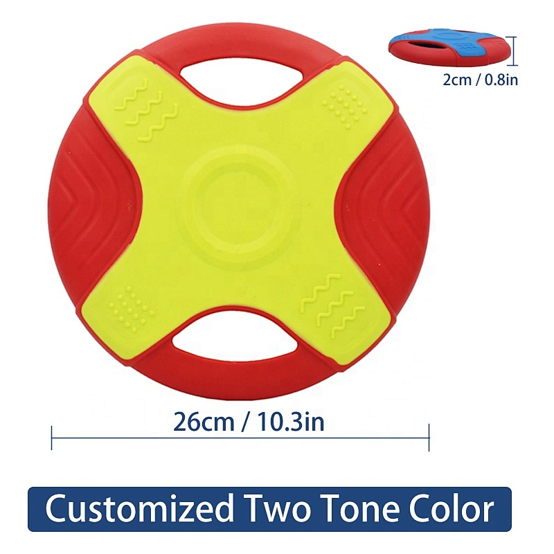 Two Tone Color TPR dog training soft Frisbeed toy flying  disc fetch silicone fun dog interactive pet toy