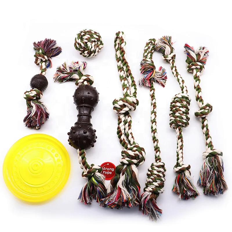 Cotton Flipper Rope Chew Toy Set With Flying Disc For Training Dog Soft Toy