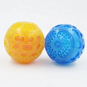 Dog Chew Toy Toothbrush  Coolable Squeaky Ball Teeth Cleaning Dogs Teether Cooling Summer Chew Toys