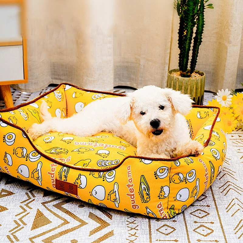 Hot sale PP cotton canvas luxury cute print pet dog beds easy clean