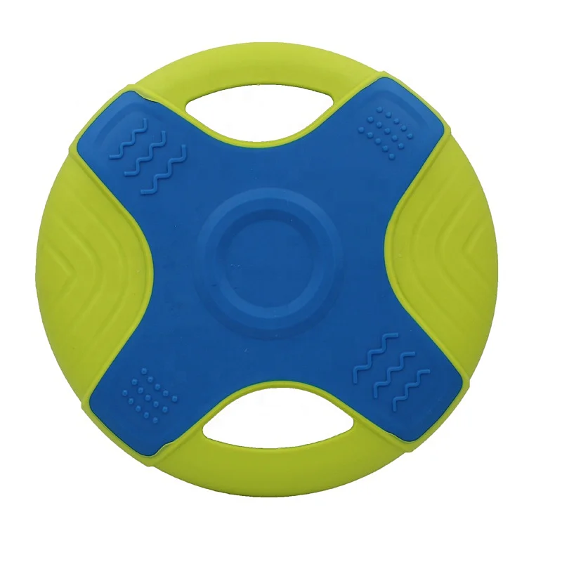 Two Tone Color TPR dog training soft Frisbeed toy flying  disc fetch silicone fun dog interactive pet toy
