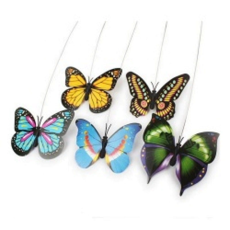 Butterfly Scratch Shake Rotate Catch Training Plastic Interactive Cat Toy Cat teaser toy with feather teaser stick