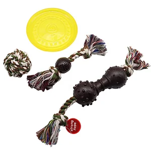 Cotton Flipper Rope Chew Toy Set With Flying Disc For Training Dog Soft Toy