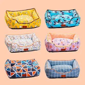 Hot sale PP cotton canvas luxury cute print pet dog beds easy clean