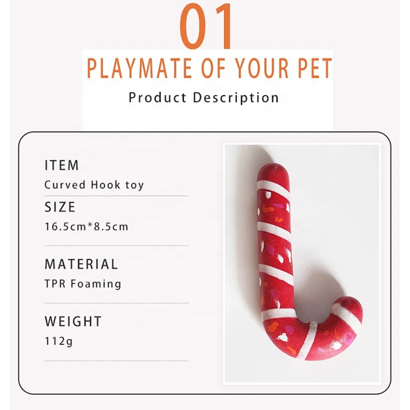 Chicken flavor TPR Foam Pet Dog Toy Christmas Candy Cane Shape Chew Toy