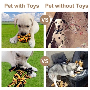 Cotton rope ball dog  toy set with flying disc for training dogs dog soft toy