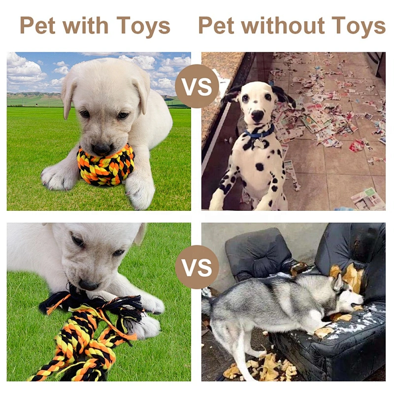 Cotton rope ball dog  toy set with flying disc for training dogs dog soft toy