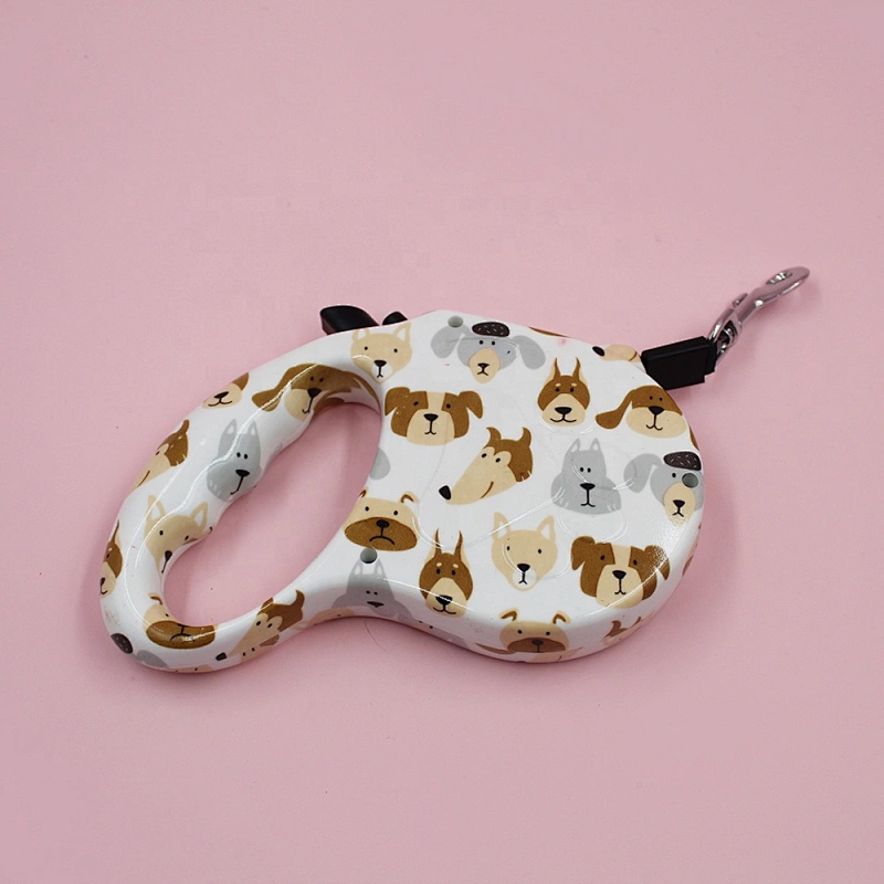 Printed Auto Dog Leash Factory Wholesale Anti-slip Retractable Handle Dog Training Lead 5m