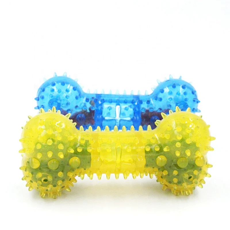 Dog Chew Toy Toothbrush  Coolable Squeaky Teeth Cleaning Dogs Teether Cooling Chew Toys