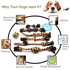 Cotton rope ball dog  toy set with flying disc for training dogs dog soft toy