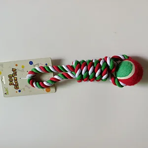 Christmas Dog Cotton Rope Toys Tooth Cleaning Pet Chew Toy Interactive Toy