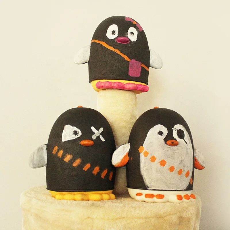 DIY Hand Painting Pet Toy TPR Foam Penguin Shape Chicken Flavor Chew Toy