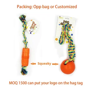 Interactive Training Cotton Rope Tug Buddy Squeaky Dog Chew Toy Set Your Proprietary  Goods  on Amazon