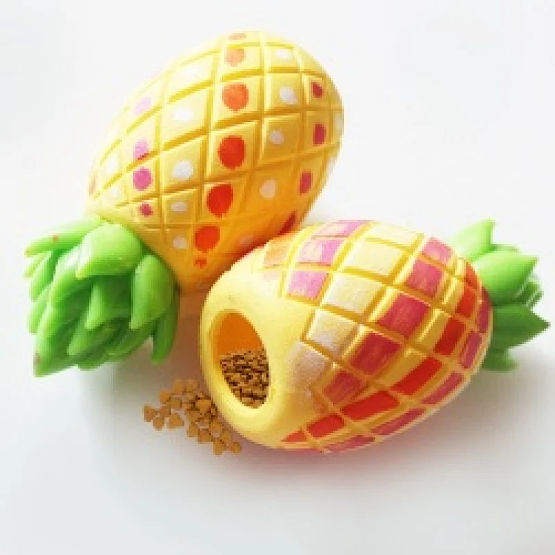 TPR Foam Pet Dog Cat Food Attractant Toy  pineapple Shape Chew Toy For Pets Who Dont Like Toys