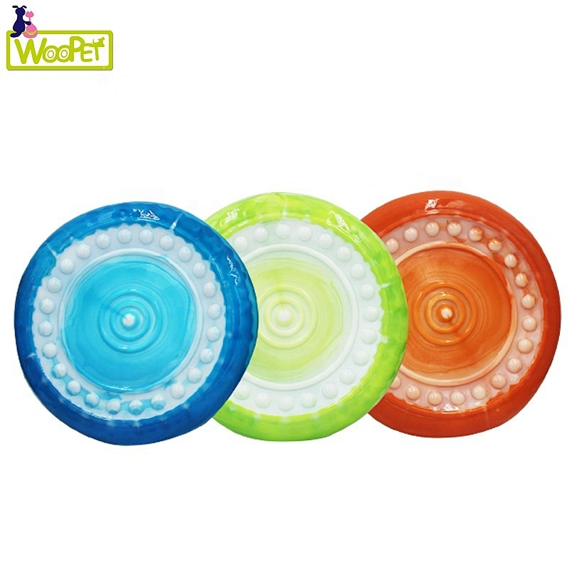 Color Mixture TPR Dog Training Soft Frisbeed Toy Flying Disc Fetch Silicone Fun Dog Interactive Pet Toy For Large Dog