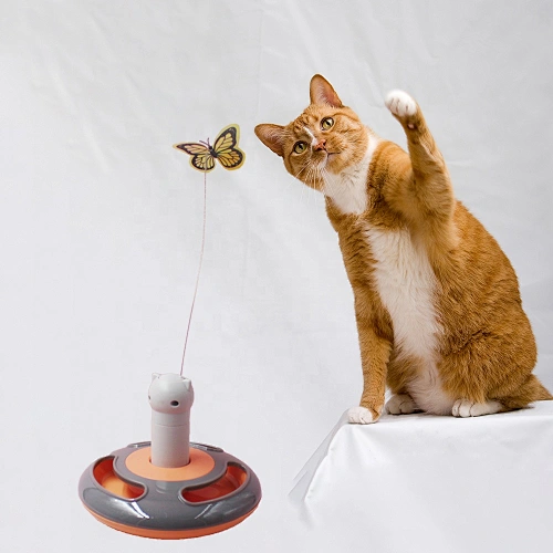 Butterfly 360 Rotate Cat Teaser  Electronic Toys Two Function With Ball