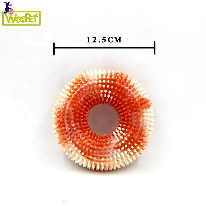 Dog Squeaky Toys Teeth cleaning Pet Chew Toy  Doughnut Shape Throw Toy Colour Mixture