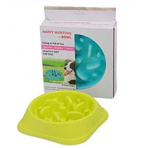 Pet Slow Eating Puzzle Dog Hunting Rounded Pet Bowls For Fast Eaters Slow Feeder Food Bowl Plastic Dog Bowl