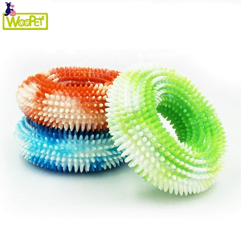 Dog Squeaky Toys Teeth cleaning Pet Chew Toy Doughnut Shape Throw Toy Colour Mixture