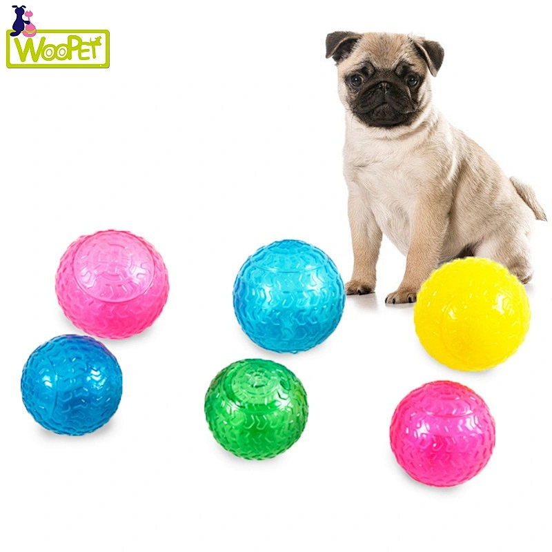 Bright Color Soft TPR Pet Dog Ball Chew Toy Football Dog Toy Floating Ball with voice