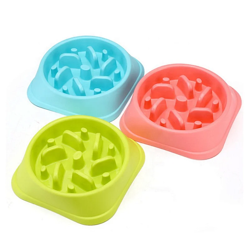 Pet Slow Eat Food Feeder Pets Raised Cat Dog Bowl