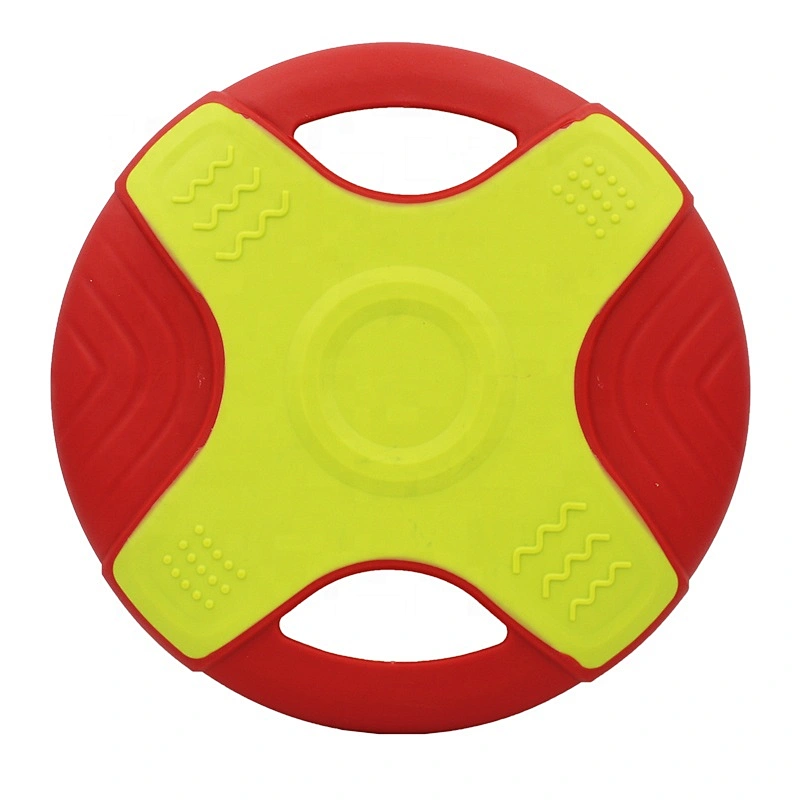 Two Tone Color TPR dog training soft Frisbeed toy flying disc fetch silicone fun dog interactive pet toy
