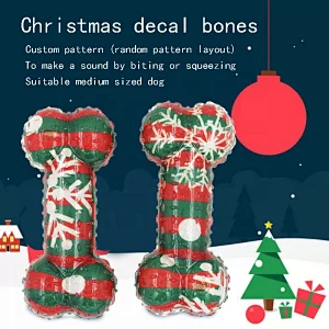 Christmas Dog Squeaky Toys Tooth cleaning Pet Chew Toy Bone Shape Throw Toy